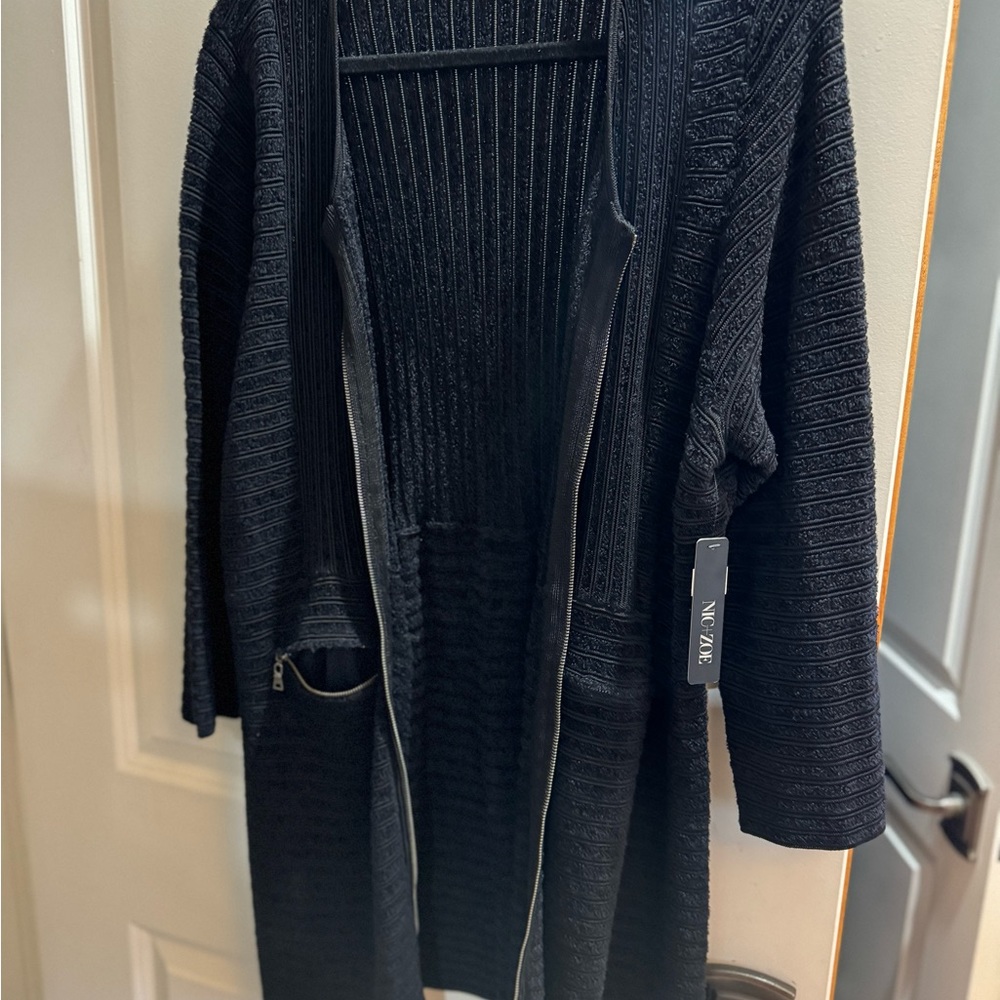 NWT NIC+ZOE black zippered cardigan